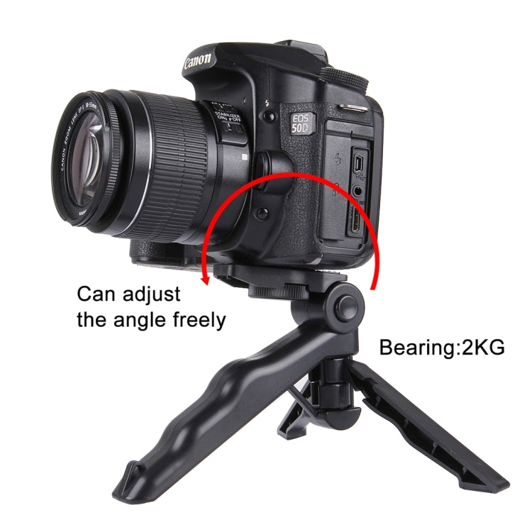 PULUZ Grip Folding Tripod Mount with Adapter & Screws for GoPro, Insta360, DJI and Other Action Cameras, Load Max: 2kg(Black) - Portable Mini Tripod by PULUZ | Online Shopping South Africa | PMC TechLife | Buy Now Pay Later Mobicred