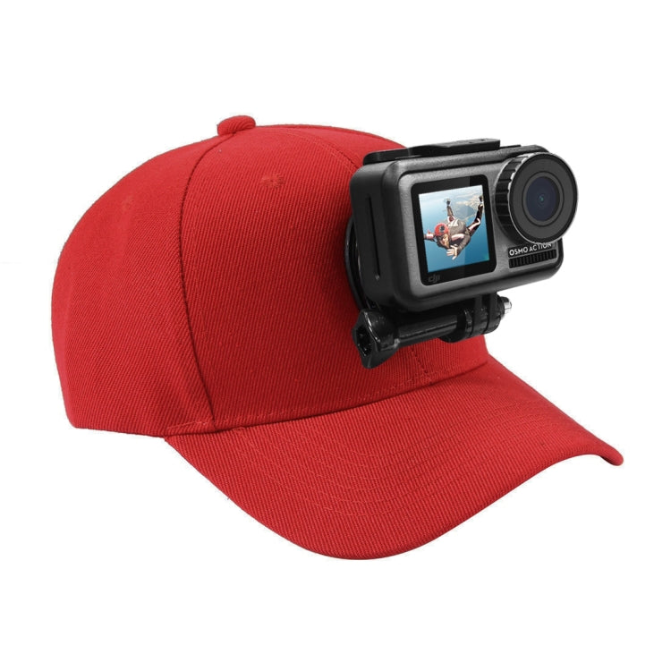 PULUZ Baseball Hat with J-Hook Buckle Mount & Screw for GoPro, DJI OSMO Action and Other Action Cameras(Red) -  by PMC TechLife | Online Shopping South Africa | PMC TechLife | Buy Now Pay Later Mobicred