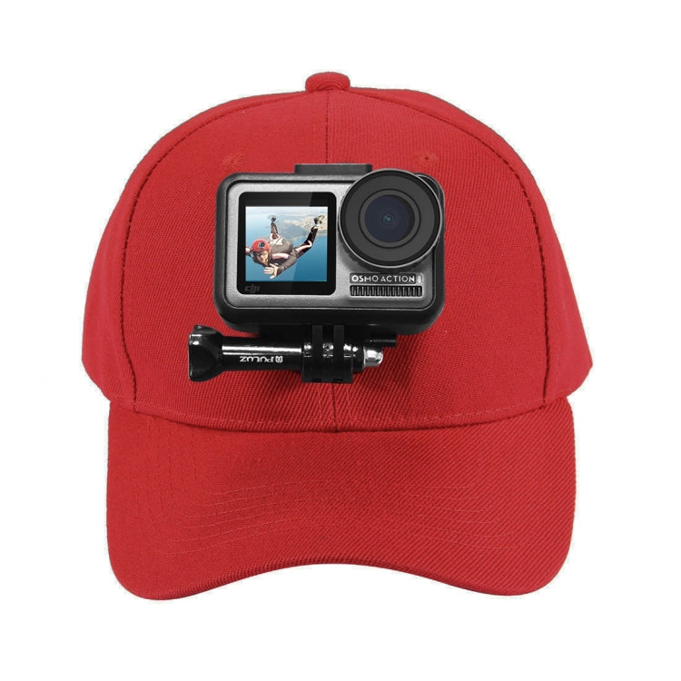 PULUZ Baseball Hat with J-Hook Buckle Mount & Screw for GoPro, DJI OSMO Action and Other Action Cameras(Red) -  by PMC TechLife | Online Shopping South Africa | PMC TechLife | Buy Now Pay Later Mobicred