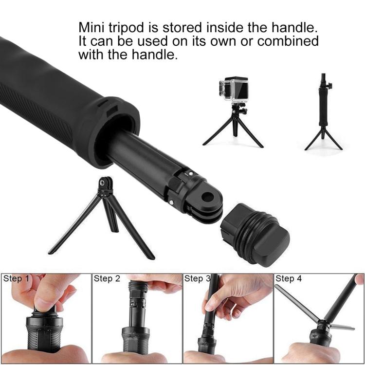PULUZ 3-Way Grip Foldable Tripod Selfie-stick Extension Monopod for GoPro, Insta360 ONE R, DJI Osmo Action and Other Action Cameras, Length: 20-58cm - free shipping - PMC TechLife - Order now!