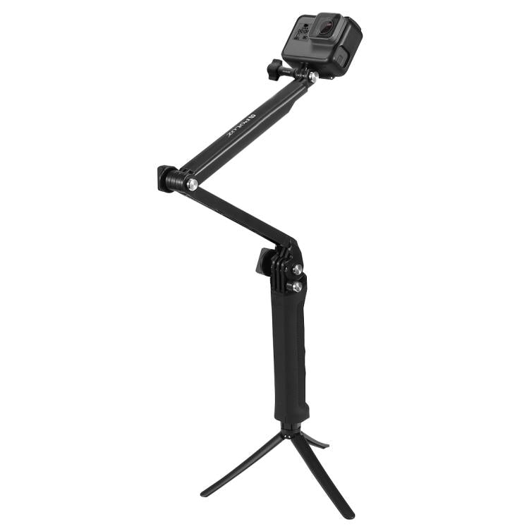 PULUZ 3-Way Grip Foldable Tripod Selfie-stick Extension Monopod for GoPro, Insta360 ONE R, DJI Osmo Action and Other Action Cameras, Length: 20-58cm - free shipping - PMC TechLife - Order now!