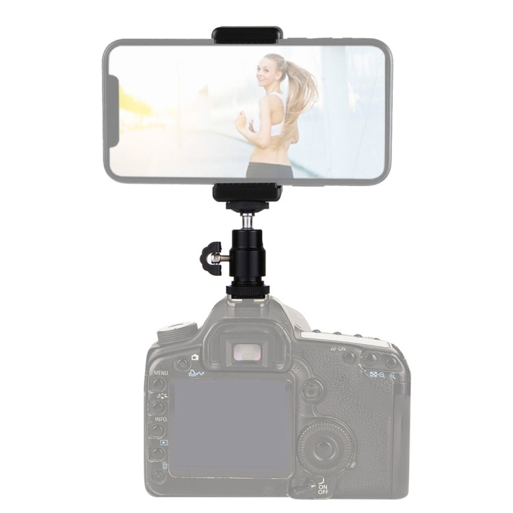 PULUZ 1/4 inch Hot Shoe Tripod Head +  Tripod Stand Clamp for iPhone, Samsung, Huawei, HTC, 5.5cm - 8cm Width Smartphones - Stand by PULUZ | Online Shopping South Africa | PMC TechLife | Buy Now Pay Later Mobicred