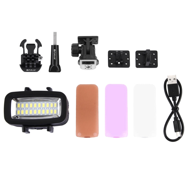PULUZ 20 LEDs 40m Waterproof IPX8 Studio Light Video & Photo Light with Hot Shoe Base Adapter & Quick Release Buckle & Long Screw & 2 x Filter Plates for GoPro HERO10 Black / HERO9 Black / HERO8 Black ... n /4 /3+ /3 /2 /1, Xiaoyi and Other Action Cameras - free shipping - PMC TechLife - Order now!