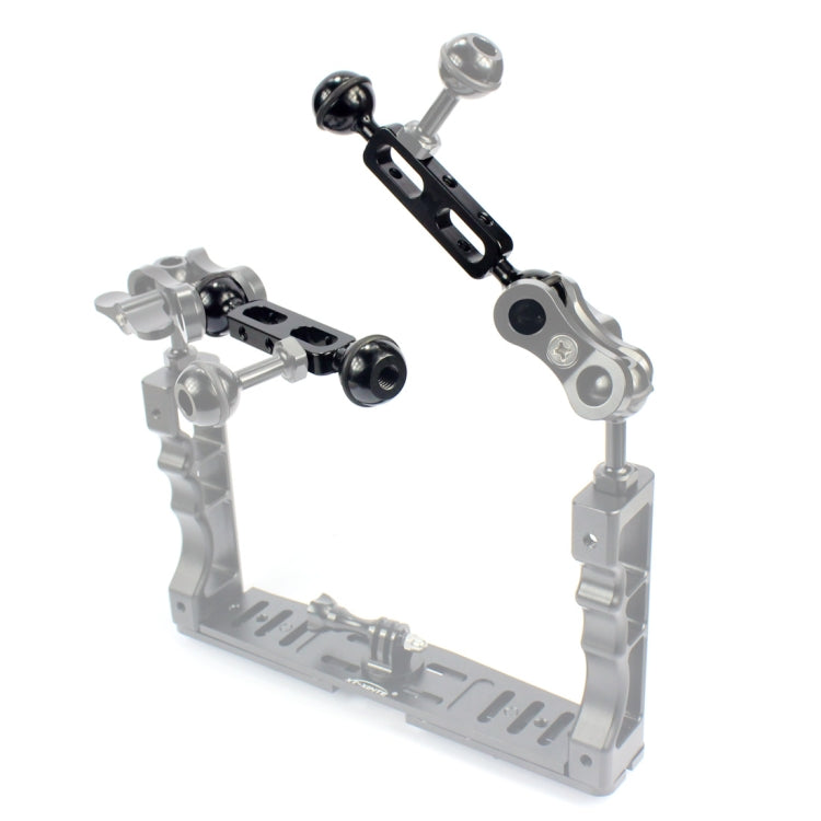 PULUZ 5.1 inch 13cm Aluminum Alloy Dual Balls Arm, Ball Diameter: 25mm(Black) - Diving Accessories by PULUZ | Online Shopping South Africa | PMC TechLife