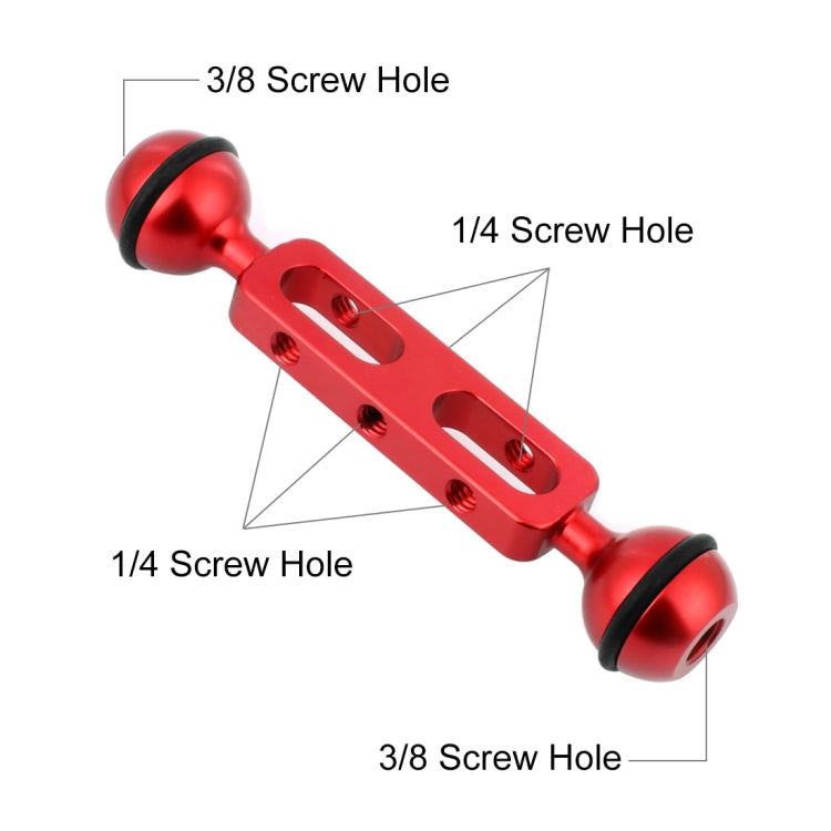 PULUZ 5.1 inch 13cm Aluminum Alloy Dual Balls Arm, Ball Diameter: 25mm(Red) - free shipping - PMC TechLife - Order now!