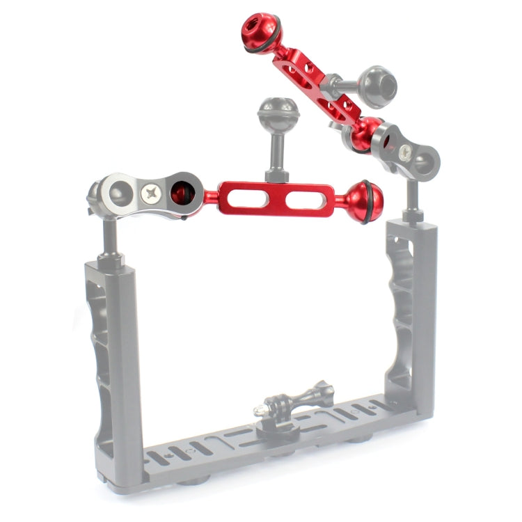 PULUZ 5.1 inch 13cm Aluminum Alloy Dual Balls Arm, Ball Diameter: 25mm(Red) - free shipping - PMC TechLife - Order now!