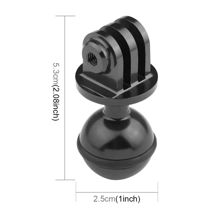 PULUZ  CNC Aluminum Ball Head Adapter Mount for GoPro, Insta360, DJI and Other Action Cameras, Diameter: 2.5cm(Black) - Connection Mount by PULUZ | Online Shopping South Africa | PMC TechLife | Buy Now Pay Later Mobicred