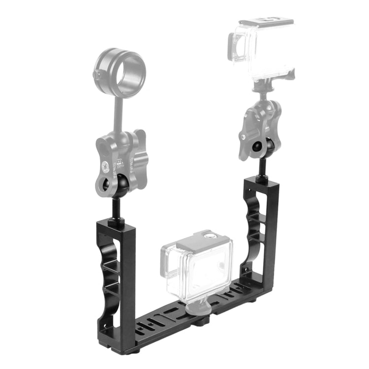 PULUZ Adjustable Diving Dual Hand-held CNC Aluminum Lamp Arm Holder for GoPro, Insta360, DJI and Other Action Cameras - free shipping - PMC TechLife - Order now!