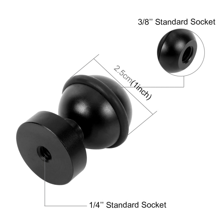 PULUZ CNC Aluminum Ball Head Adapter Mount for GoPro, Insta360, DJI and Other Action Cameras, Diameter: 2.5cm(Black) - free shipping - PMC TechLife - Order now!