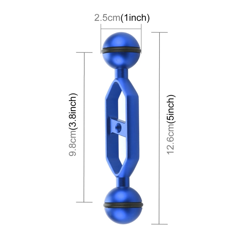 PULUZ 5.0 inch 12.6cm Aluminum Alloy Dual Balls Arm, Ball Diameter: 25mm(Blue) - free shipping - PMC TechLife - Order now!
