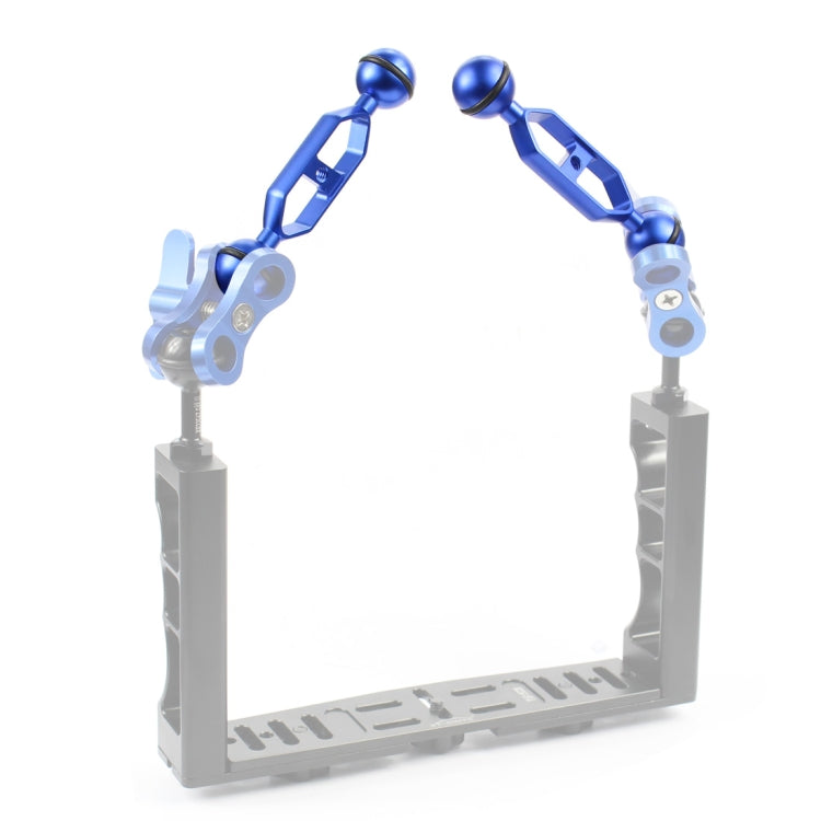 PULUZ 5.0 inch 12.6cm Aluminum Alloy Dual Balls Arm, Ball Diameter: 25mm(Blue) - free shipping - PMC TechLife - Order now!
