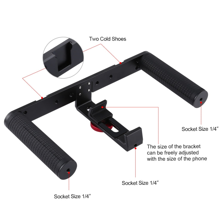 PULUZ Vlogging Live Broadcast Smartphone Video Rig Filmmaking Recording Handle Stabilizer Aluminum Bracket for iPhone, Galaxy, Huawei, Xiaomi, HTC, LG, Google, and Other Smartphones - free shipping - PMC TechLife - Order now!
