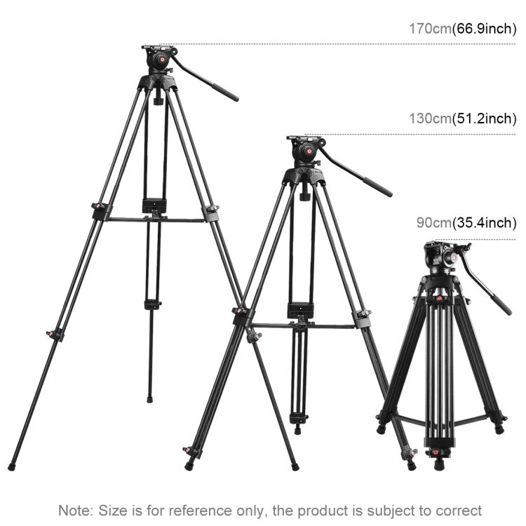 PULUZ Professional Heavy Duty Video Camcorder Aluminum Alloy Tripod with Fluid Drag Head for DSLR / SLR Camera, Adjustable Height: 80-160cm(Black) - free shipping - PMC TechLife - Order now!