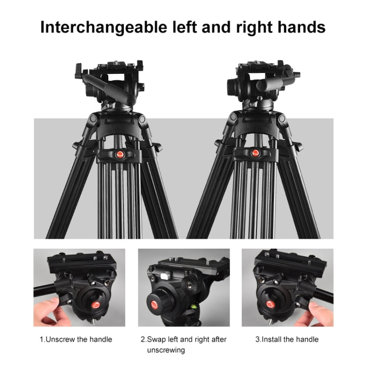 PULUZ Professional Heavy Duty Video Camcorder Aluminum Alloy Tripod with Fluid Drag Head for DSLR / SLR Camera, Adjustable Height: 80-160cm(Black) - free shipping - PMC TechLife - Order now!