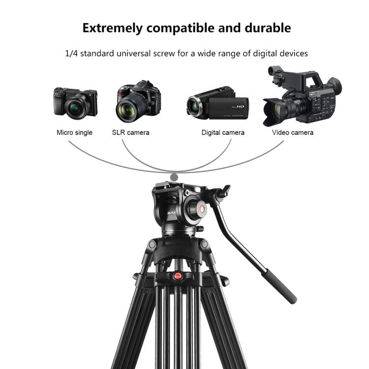 PULUZ Professional Heavy Duty Video Camcorder Aluminum Alloy Tripod with Fluid Drag Head for DSLR / SLR Camera, Adjustable Height: 80-160cm(Black) - free shipping - PMC TechLife - Order now!