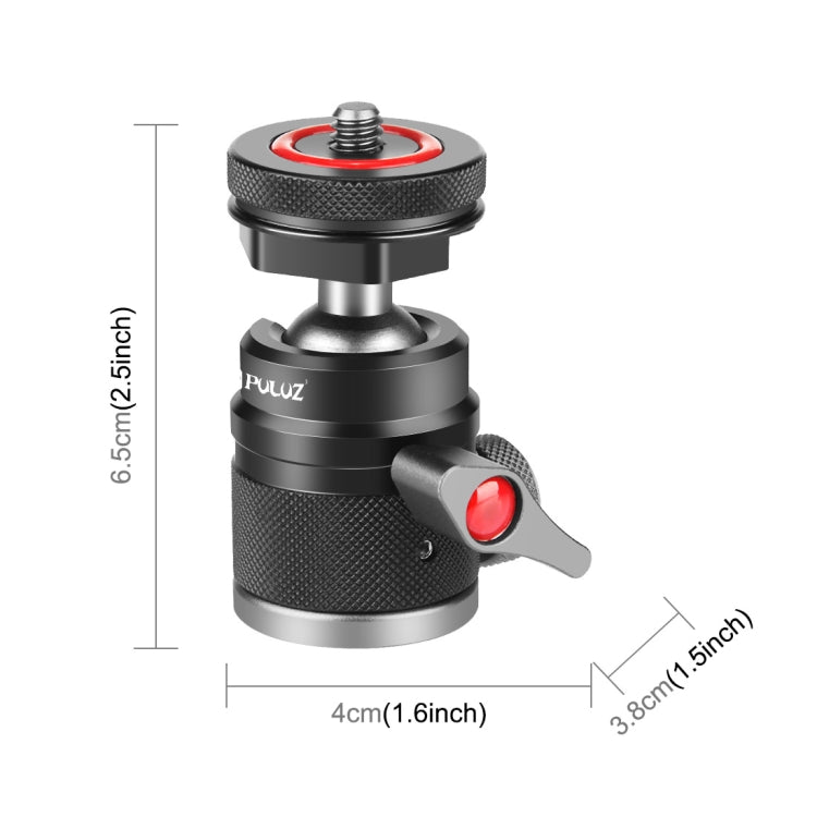 PULUZ Aluminum Alloy Ball Head Tripod Mount with Cold Shoe Base(Black) - free shipping - PMC TechLife - Order now!