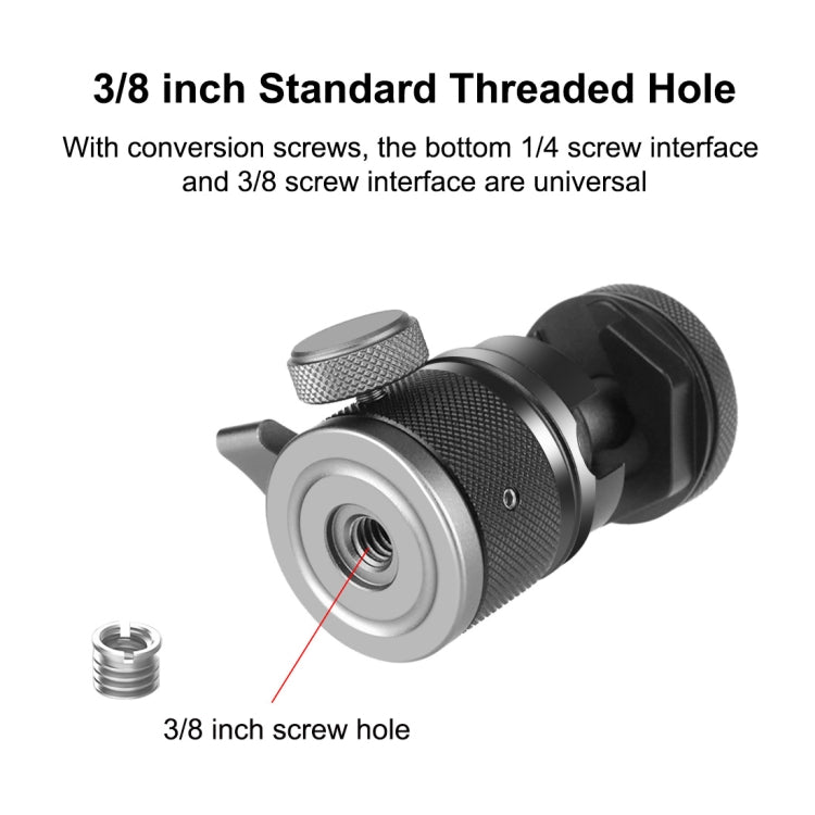 PULUZ Aluminum Alloy Ball Head Tripod Mount with Cold Shoe Base(Black) - free shipping - PMC TechLife - Order now!