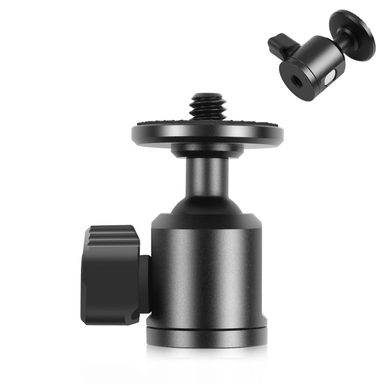 PULUZ 1/4 inch Inner Screw Metal Tripod Ball Head Adapter with Knob Lock(Black) - free shipping - PMC TechLife - Order now!