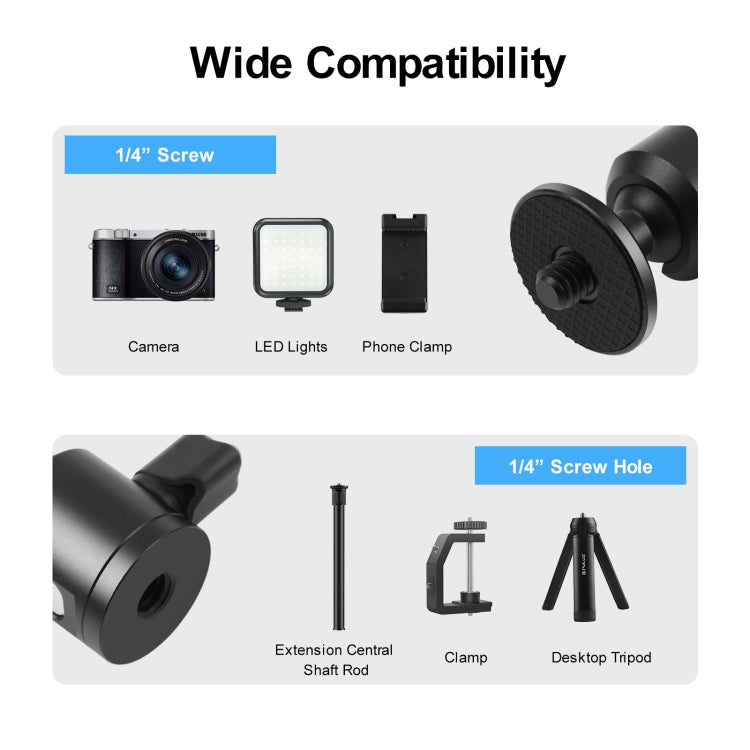 PULUZ 1/4 inch Inner Screw Metal Tripod Ball Head Adapter with Knob Lock(Black) - free shipping - PMC TechLife - Order now!