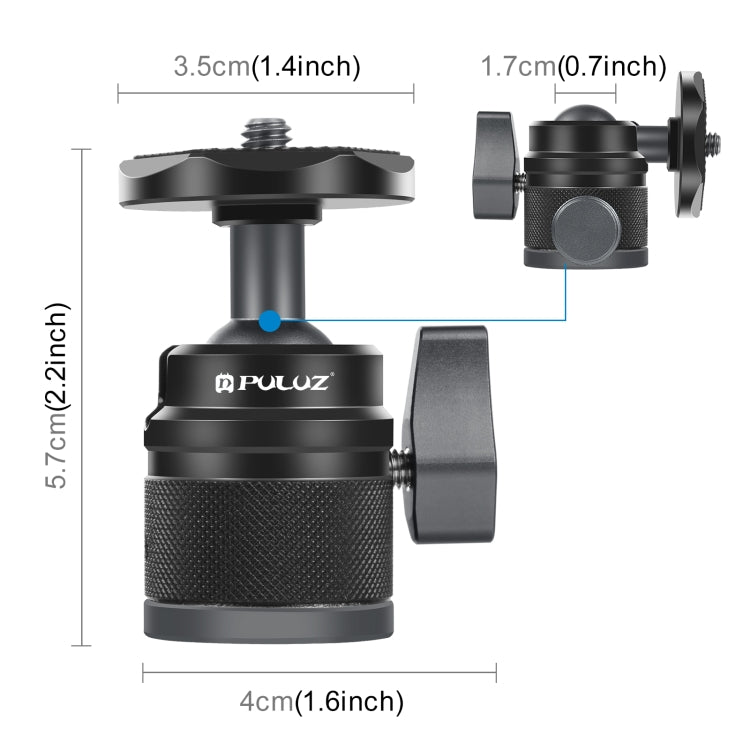 PULUZ 360 Panorama Aluminum Alloy Tripod Ball Head Adapter with Knob Lock(Black) - Tripod Heads by PULUZ | Online Shopping South Africa | PMC TechLife | Buy Now Pay Later Mobicred