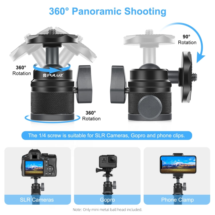 PULUZ 360 Panorama Aluminum Alloy Tripod Ball Head Adapter with Knob Lock(Black) - Tripod Heads by PULUZ | Online Shopping South Africa | PMC TechLife | Buy Now Pay Later Mobicred