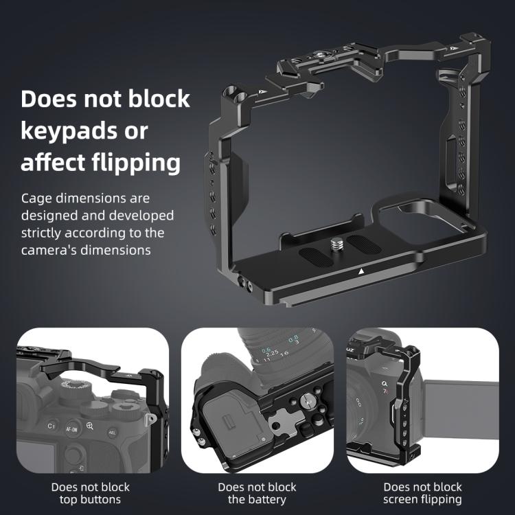 PULUZ Metal Camera Cage Stabilizer Rig for Sony A7 IV / ILCE-7M4 / A7M4 / A7M3 / A7R3  / A7R III / A7R5(Black) - free shipping - PMC TechLife - Order now!