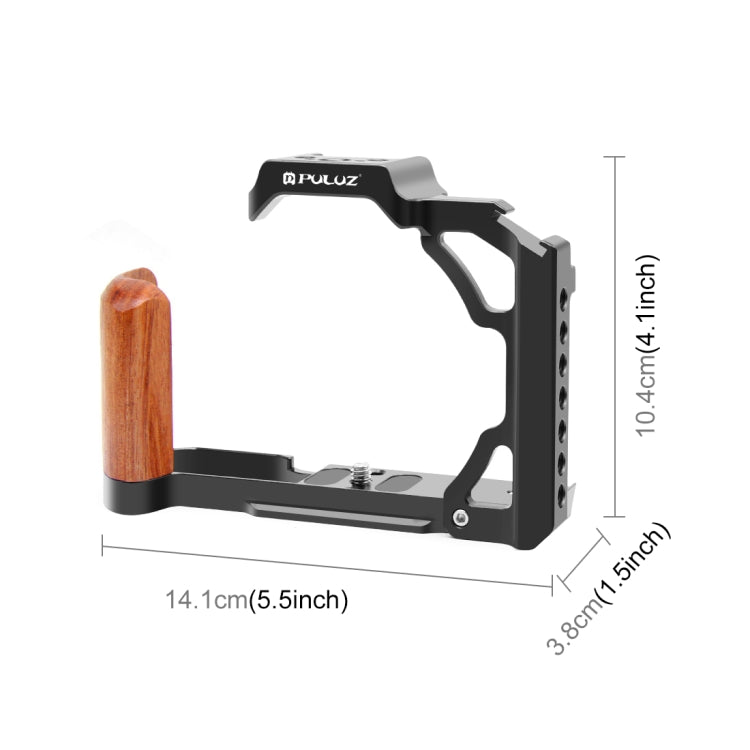 For Nikon ZFC PULUZ Wood Handle Metal Camera Cage Stabilizer Rig(Black) - free shipping - PMC TechLife - Order now!