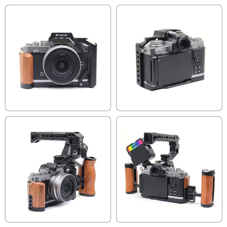 For Nikon ZFC PULUZ Wood Handle Metal Camera Cage Stabilizer Rig(Black) - free shipping - PMC TechLife - Order now!