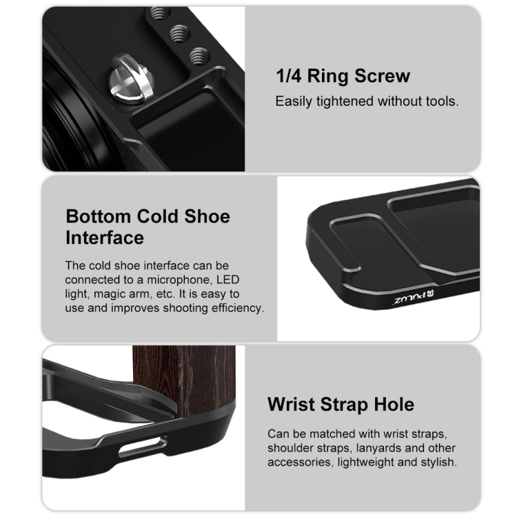 For Fujifilm X100VI PULUZ 1/4 inch Vertical Shoot Quick Release L Plate Bracket Base Holder (Black) - free shipping - PMC TechLife - Order now!