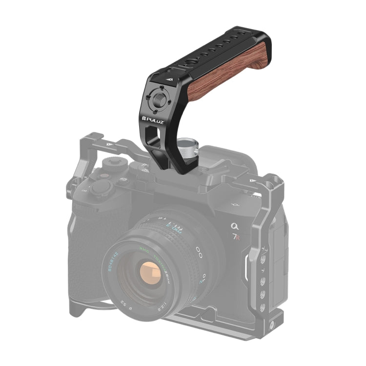 PULUZ Arri Metal Wooden Top Handle with Cold Shoe Mount for Mirrorless Camera Cage Stabilizer (Black) - Camera Stabilizer by PULUZ | Online Shopping South Africa | PMC TechLife | Buy Now Pay Later Mobicred