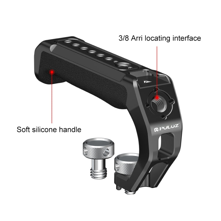 PULUZ Arri Metal Silicone Top Handle with Cold Shoe Mount for Mirrorless Camera Cage Stabilizer (Black) - free shipping - PMC TechLife - Order now!