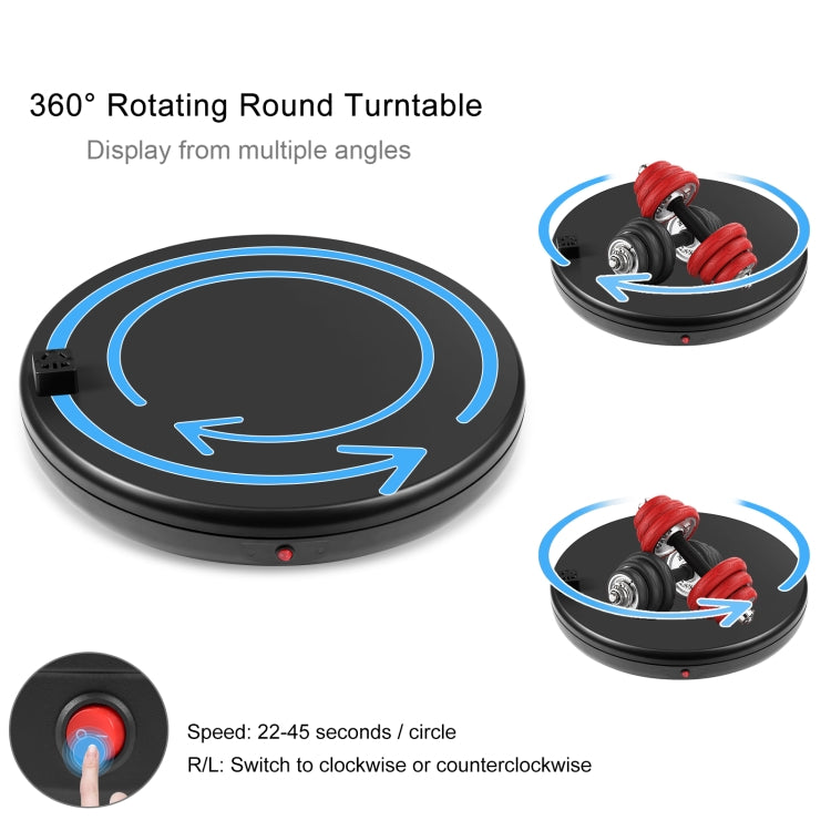 PULUZ 45cm Remote Control Adjusting Speed Rotating Turntable Display Stand with Power Socket, Black, Load 100kg(EU Plug) - free shipping - PMC TechLife - Order now!