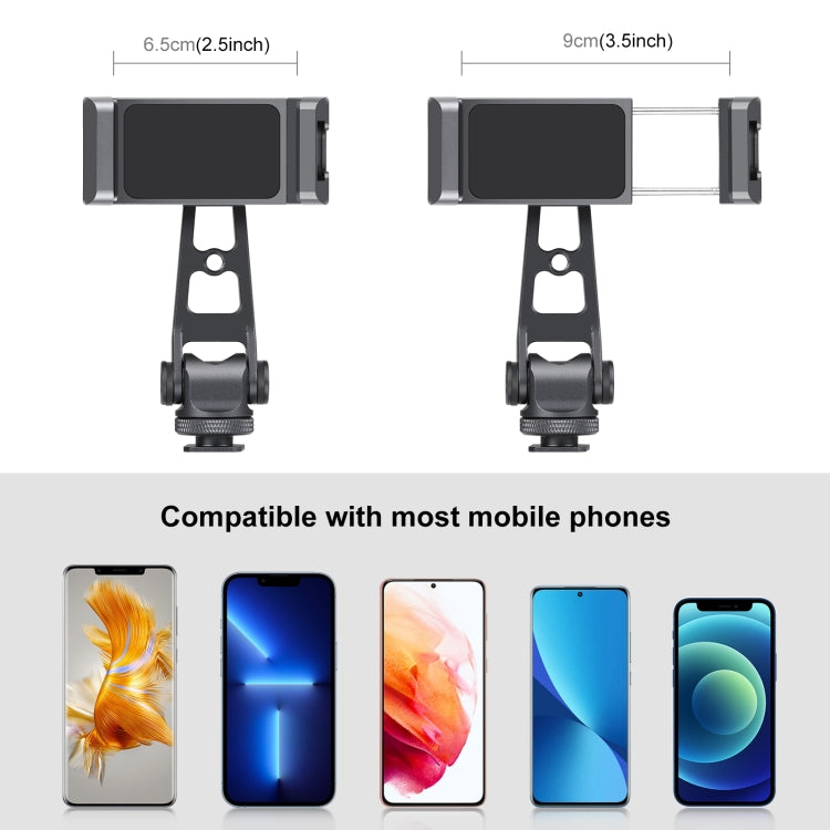 PULUZ Z-axis 360 Rotation Cold Shoes Aluminum Alloy Phone Clamp Holder Bracket (Black) - free shipping - PMC TechLife - Order now!