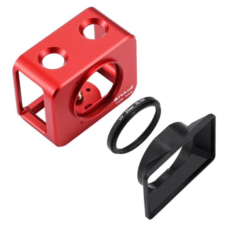 PULUZ for Sony RX0 Aluminum Alloy Protective Cage + 37mm UV Filter Lens + Lens Sunshade with Screws and Screwdrivers(Red) - Metal Cases by PULUZ | Online Shopping South Africa | PMC TechLife | Buy Now Pay Later Mobicred