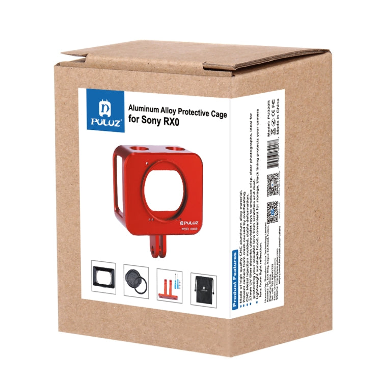 PULUZ for Sony RX0 Aluminum Alloy Protective Cage + 37mm UV Filter Lens + Lens Sunshade with Screws and Screwdrivers(Red) - Metal Cases by PULUZ | Online Shopping South Africa | PMC TechLife | Buy Now Pay Later Mobicred