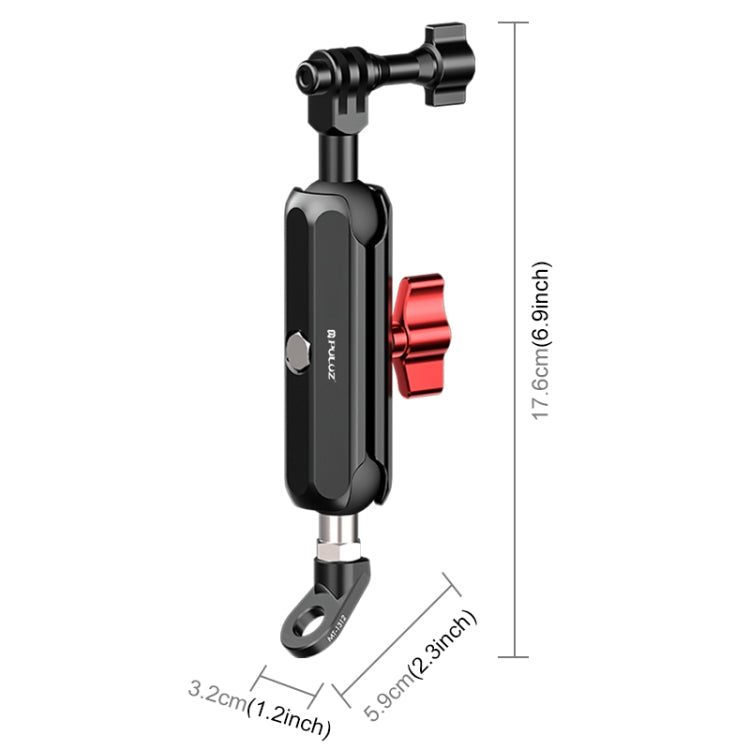 PULUZ Motorcycle Rearview Oblique CNC Metal Magic Arm Rod Mount - Bicycle Handlebar Mount by PULUZ | Online Shopping South Africa | PMC TechLife | Buy Now Pay Later Mobicred