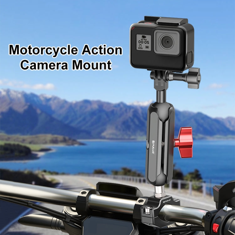PULUZ Motorcycle Rearview Medium Clamp CNC Metal Magic Arm Rod Mount - Bicycle Handlebar Mount by PULUZ | Online Shopping South Africa | PMC TechLife | Buy Now Pay Later Mobicred