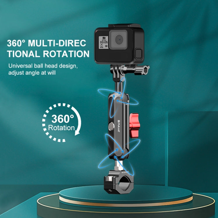 PULUZ Motorcycle Rearview Medium Clamp CNC Metal Magic Arm Rod Mount - Bicycle Handlebar Mount by PULUZ | Online Shopping South Africa | PMC TechLife | Buy Now Pay Later Mobicred