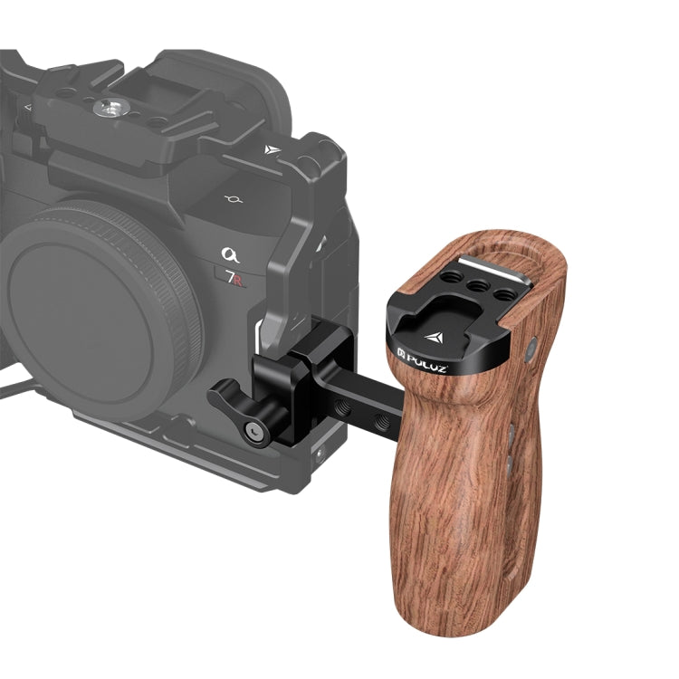 PULUZ Universal Slide Quick Release Side Wooden Handle with Cold Shoe Mount for Camera Cage Stabilizer - free shipping - PMC TechLife - Order now!