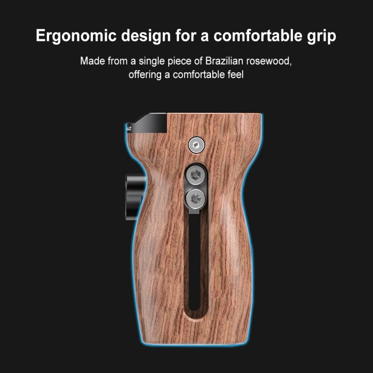 PULUZ Universal Slide Quick Release Side Wooden Handle with Cold Shoe Mount for Camera Cage Stabilizer - free shipping - PMC TechLife - Order now!