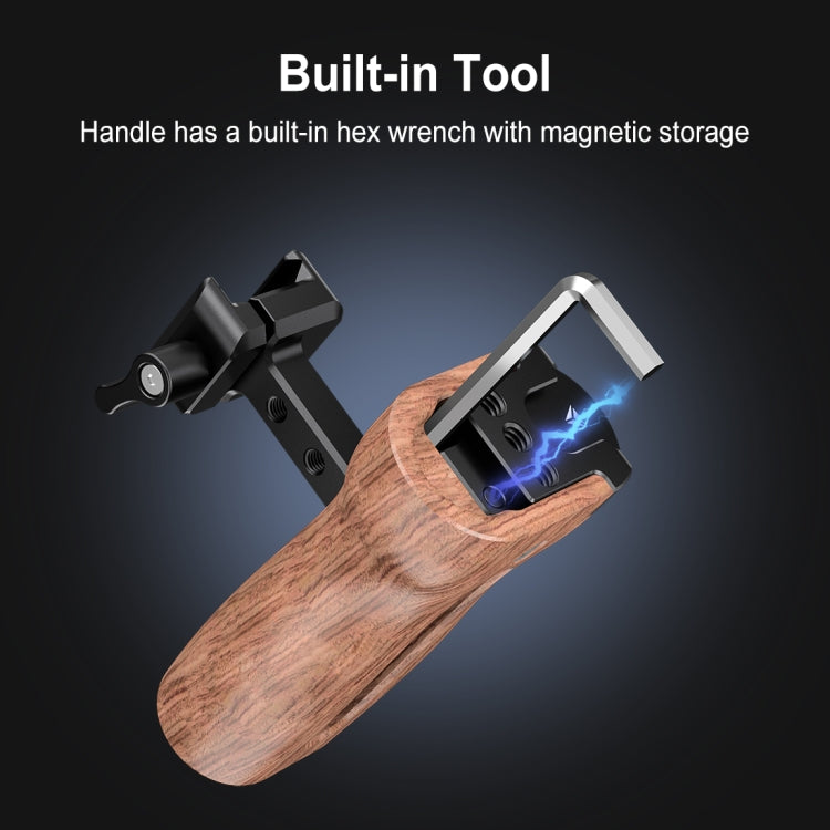 PULUZ Universal Slide Quick Release Side Wooden Handle with Cold Shoe Mount for Camera Cage Stabilizer - free shipping - PMC TechLife - Order now!