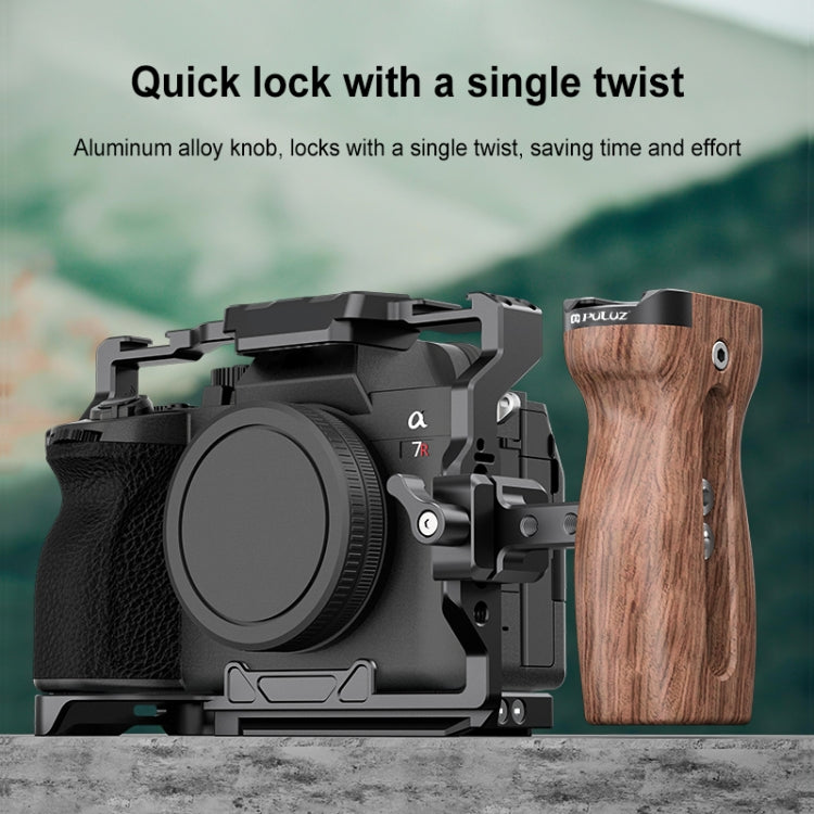 PULUZ Universal Slide Quick Release Side Wooden Handle with Cold Shoe Mount for Camera Cage Stabilizer - free shipping - PMC TechLife - Order now!