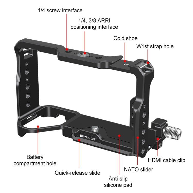 For Sony ILCE-A7CM2 / Alpha 7C II / Alpha 7CR PULUZ Metal Camera Cage Stabilizer Rig (Black) - free shipping - PMC TechLife - Order now!