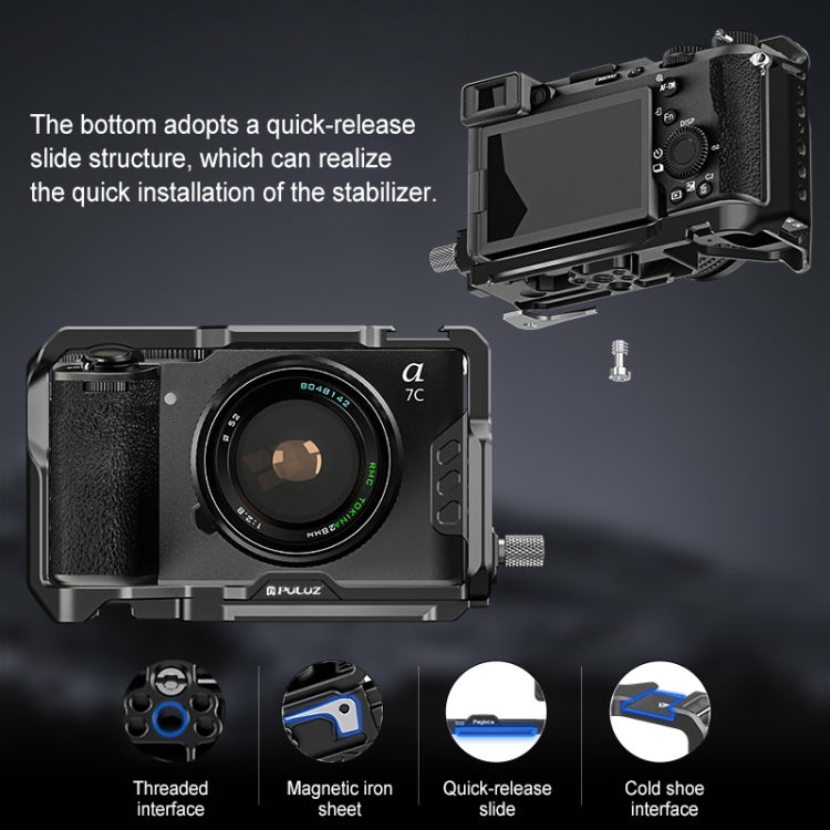 For Sony ILCE-A7CM2 / Alpha 7C II / Alpha 7CR PULUZ Metal Camera Cage Stabilizer Rig (Black) - free shipping - PMC TechLife - Order now!