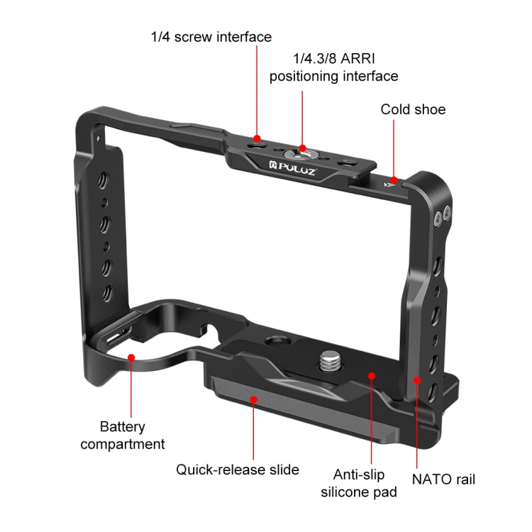 For Sony ZV-E10 II / ZV-E10M2 PULUZ Metal Camera Cage Stabilizer Rig (Black) - free shipping - PMC TechLife - Order now!