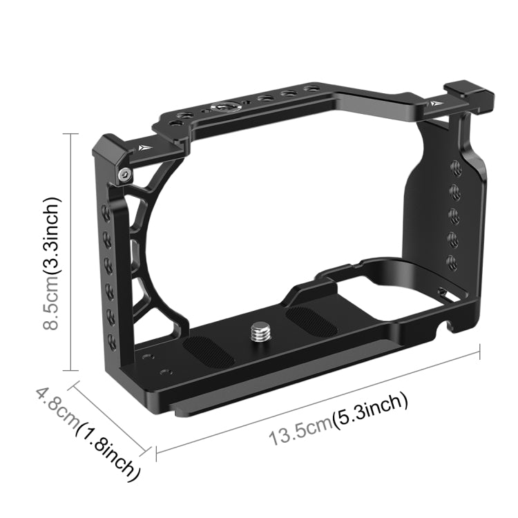 For Sony A6500 / A6400 / A6300 / A6000 PULUZ Metal Camera Cage Expansion Mount Stabilizer Rig (Black) - free shipping - PMC TechLife - Order now!