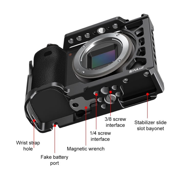 For Sony A6500 / A6400 / A6300 / A6000 PULUZ Metal Camera Cage Expansion Mount Stabilizer Rig (Black) - free shipping - PMC TechLife - Order now!