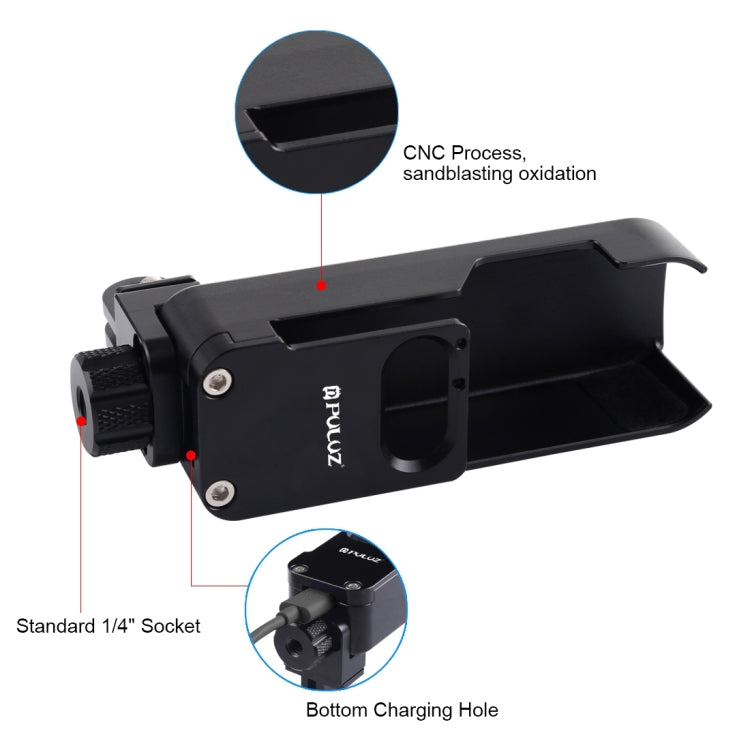PULUZ Housing Shell CNC Aluminum Alloy Protective Cover for DJI OSMO Pocket(Black) - Mount & Holder by PULUZ | Online Shopping South Africa | PMC TechLife | Buy Now Pay Later Mobicred