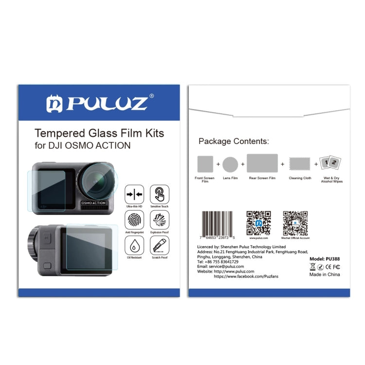 PULUZ Lens + Front and Back LCD Display 9H 2.5D Tempered Glass Film for DJI Osmo Action - free shipping - PMC TechLife - Order now!