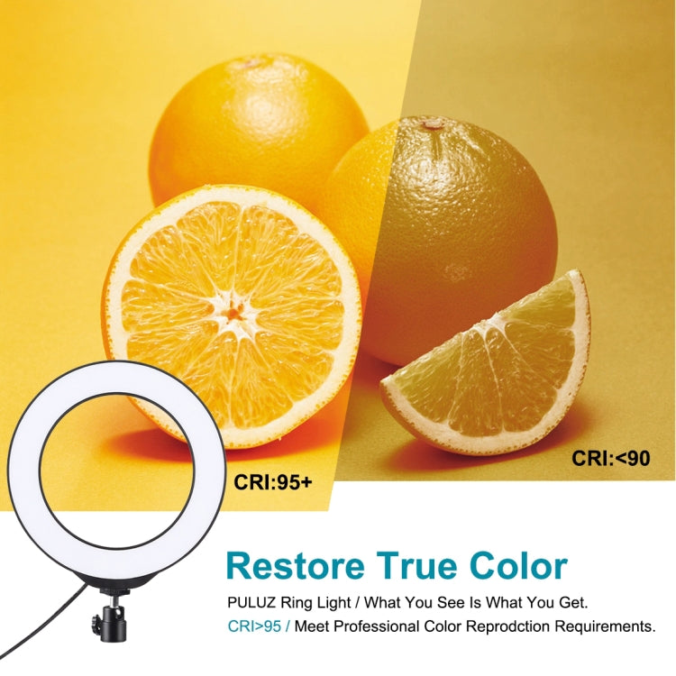 PULUZ 6.2 inch 16cm USB RGBW Dimmable LED Ring Vlogging Photography Video Lights  with Cold Shoe Tripod Ball Head & Remote Control(Black) - free shipping - PMC Jewellery - Order now!